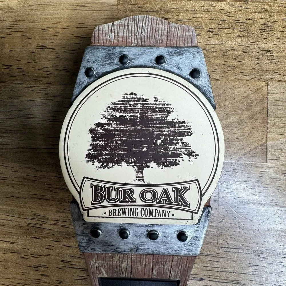 Bur Oak Brewing Company Beer Tap Handle Wood Look Draft Tap Knob Bar Pub